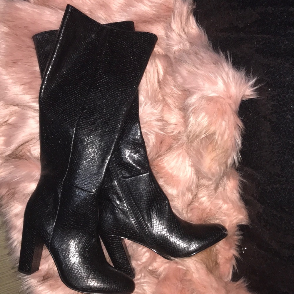Vegan Leather Embossed Boots (NWT)